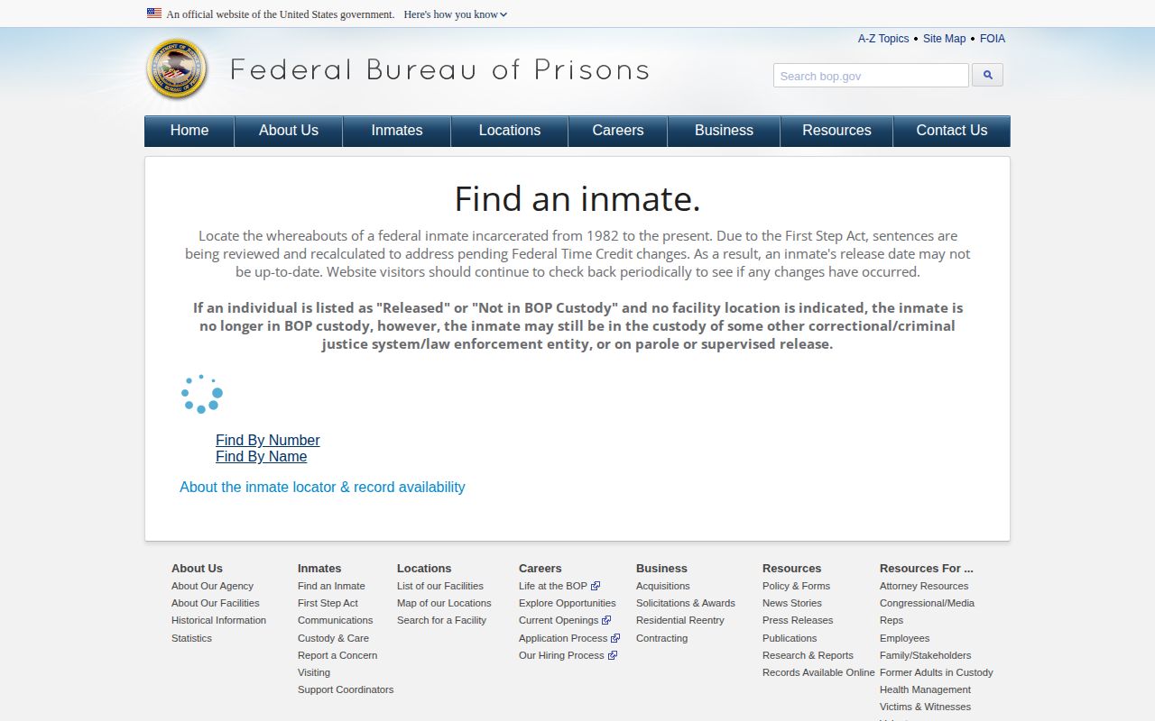 Pennington County federal inmate release search fields
