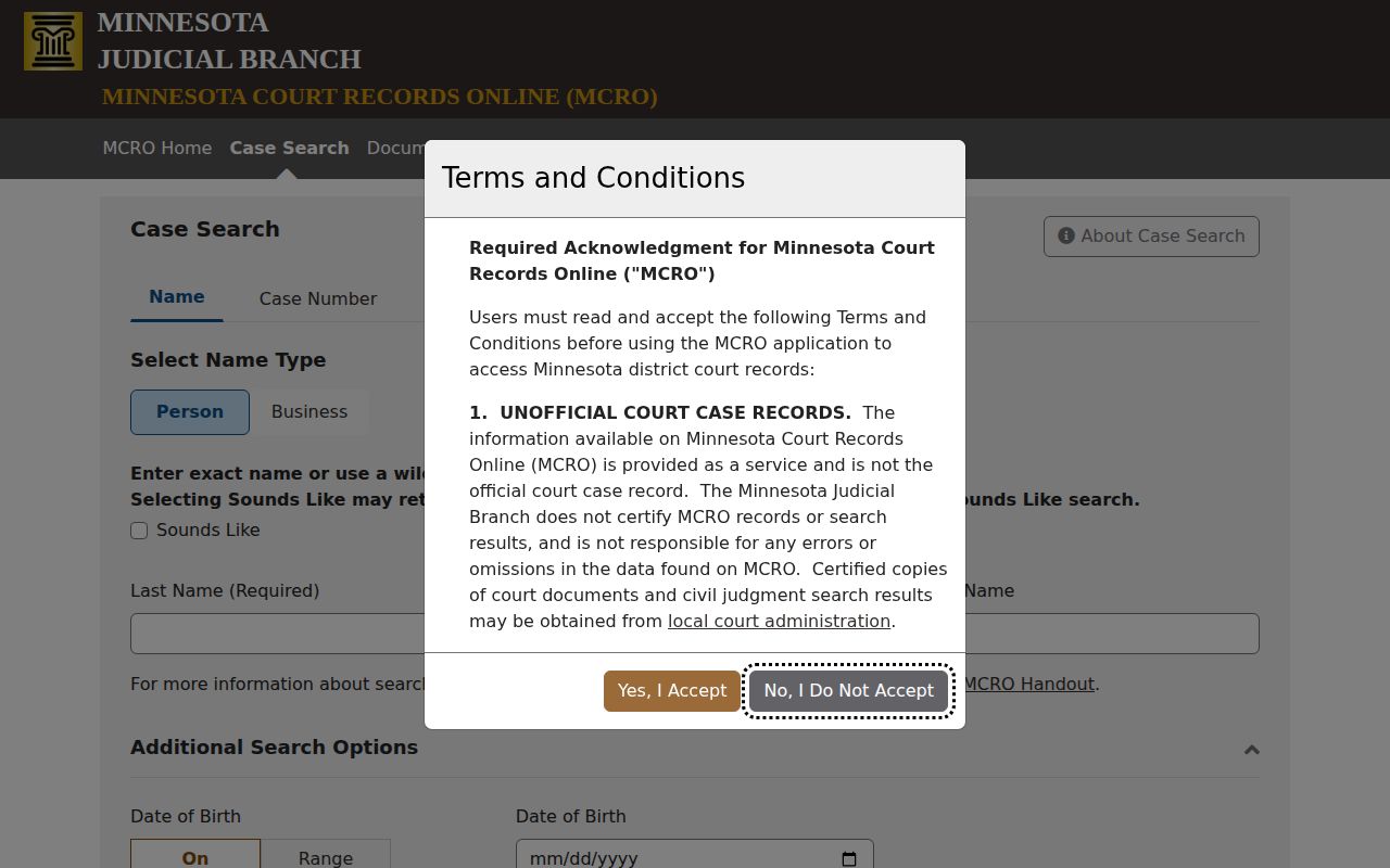 Pennington County release record court case search choices